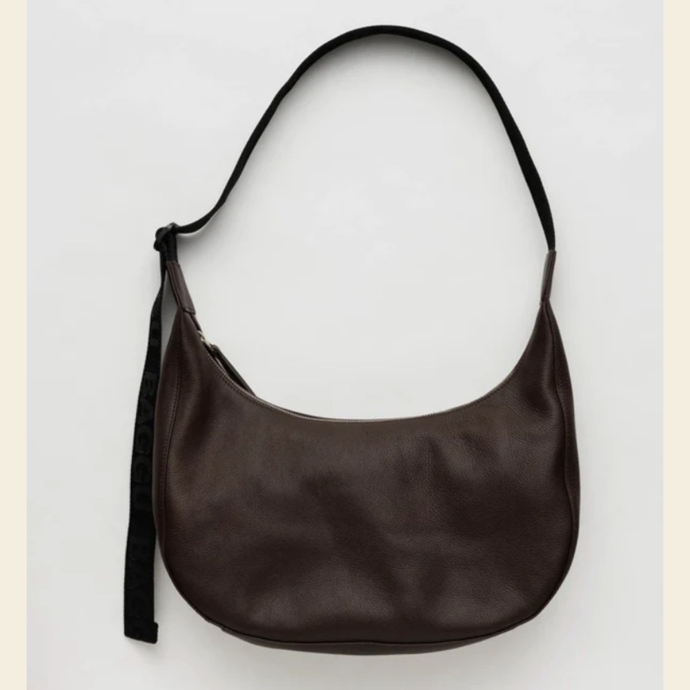 NWT BAGGU Deadstock Brown Leather Crescent Bag